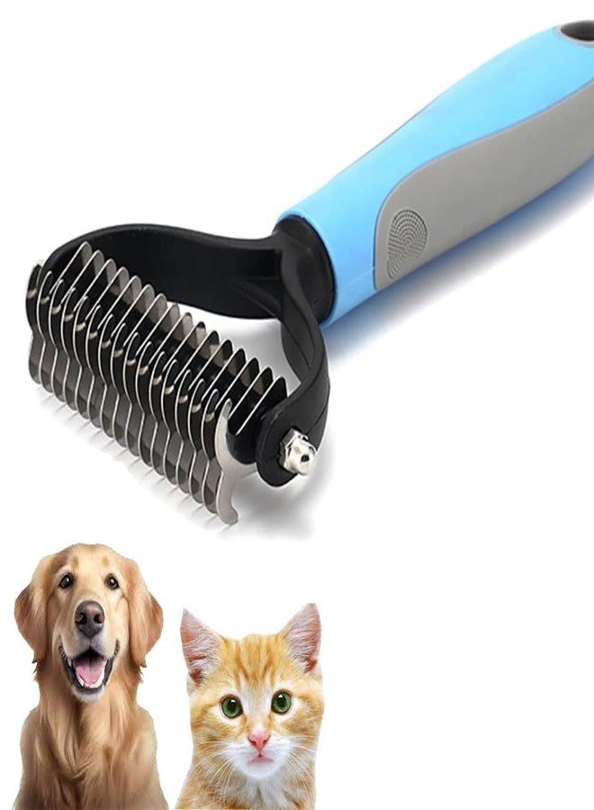 Bitrexup 2 IN 1 Dog Hair Comb Brush Pet Grooming Brush Double-Sided DE shedding Tool Removes Knot & Tangled Hair Comb for Dogs Pets with Dog Comb for Dogs Deshedding Comb Cat Grooming Brush - Image 1